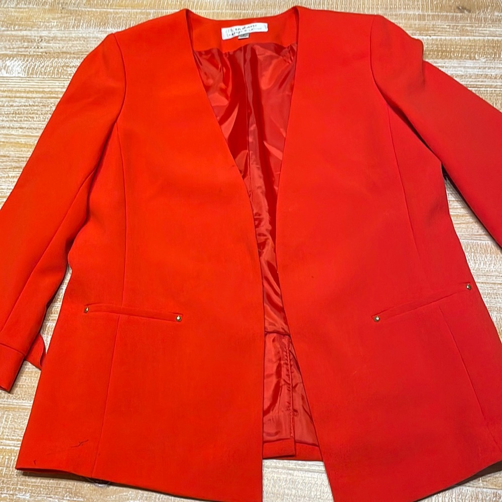 Red orange blazer Tahari brand size 8